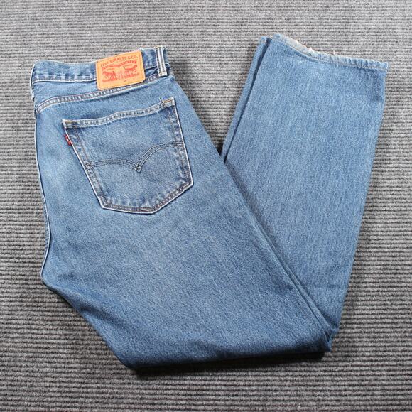 Levi’s 505 Regular Fit Men’s Jeans 36x34 Blue Straight Leg Red Tab - Picture 1 of 8